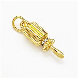 Copper Pendant Pave Zircon Gold Plated, approx 6.5-18mm [FN41226]