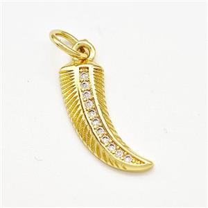 Horn Charms Copper Pendant Pave Zircon Gold Plated, approx 6-15mm [FN41227]
