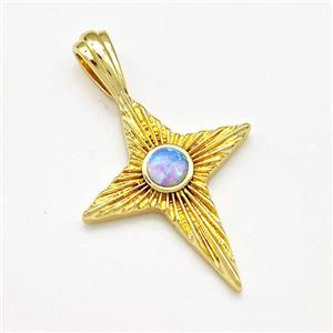 Northstar Charms Copper Pendant Pave Fire Opal Gold Plated, approx 20-30mm [FN41230]