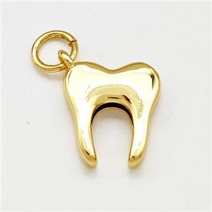 Tooth Charms Copper Pendant Pave Zircon Gold Plated, approx 12-14mm [FN41231]