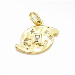 Copper Planet Moon Star Pendant Pave Zircon Gold Plated, approx 11-18mm [FN41236]