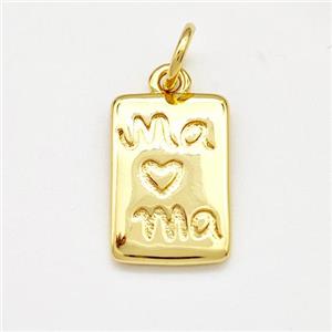 Copper Rectangle Pendant Mama Heart Gold Plated, approx 10-15mm [FN41242]