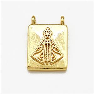 Copper Rectangle Pendant 2loops Gold Plated, approx 10-12mm [FN41244]