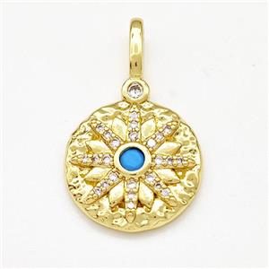 Copper Sun Pendant Micro Pave Zirconia Circle Gold Plated, approx 16mm [FN41246]