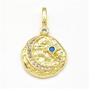 Copper Moon Pendant Micro Pave Zirconia Gold Plated, approx 16mm [FN41248]