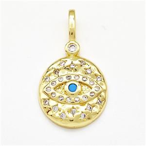 Copper Eveil Eye Pendant Micro Pave Zirconia Gold Plated, approx 15-16mm [FN41250]