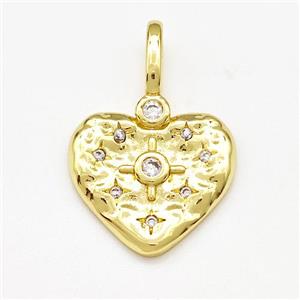 Copper Heart Pendant Micro Pave Zirconia Gold Plated, approx 16mm [FN41251]