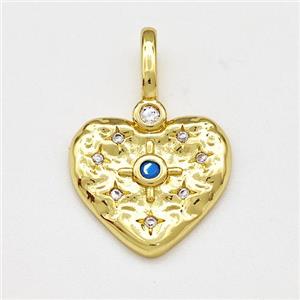 Copper Heart Pendant Micro Pave Zirconia Gold Plated, approx 16mm [FN41252]
