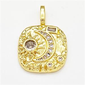 Copper Moon Sun Pendant Micro Pave Zirconia Gold Plated, approx 17mm [FN41253]