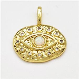 Copper Eye Pendant Micro Pave Zirconia Gold Plated, approx 14.5-20mm [FN41255]