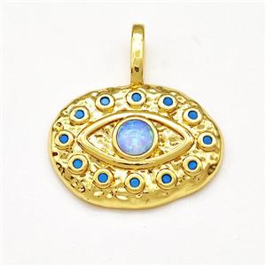 Copper Eye Pendant Micro Pave Zirconia Gold Plated, approx 14.5-20mm [FN41256]