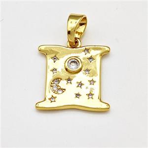 Copper Moon Sun Pendant Pave Zircon Gold Plated, approx 17mm [FN41263]