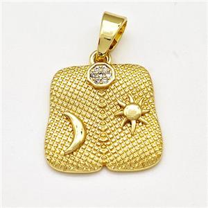 Copper Moon Sun Pendant Pave Zircon Gold Plated, approx 17-18mm [FN41264]