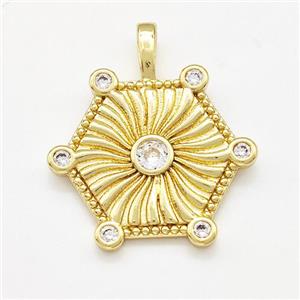Copper Sun Pendant Pave Zircon Gold Plated, approx 22mm [FN41265]