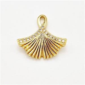 Copper Pendant Pave Zircon Gold Plated, approx 17mm [FN41267]