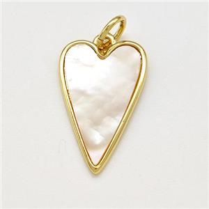 Copper Heart Pendant Pave Shell Gold Plated, approx 13-20mm [FN41268]