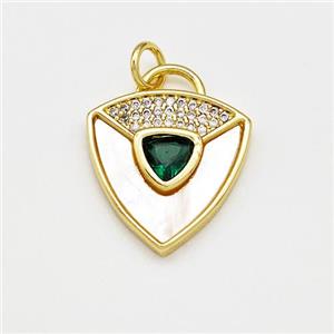 Copper Triangle Shield Pave Shell Zirconia Gold Plated, approx 16mm [FN41270]
