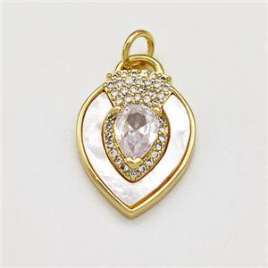 Copper Teardorp Pave Shell Zirconia Gold Plated, approx 14-18mm [FN41271]