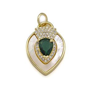 Copper Teardrop Pave Shell Zirconia Gold Plated, approx 14-18mm [FN41272]