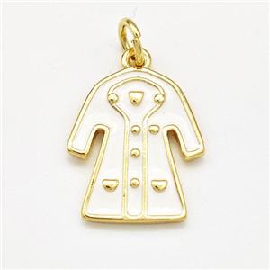 Dress Charms Copper Pendant White Enamel Gold Plated, approx 16-19mm [FN41277]