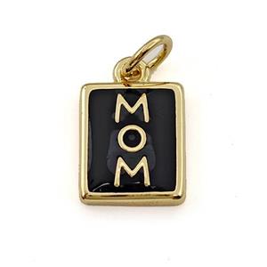 Copper Circle Pendant MOM Black Enamel Gold Plated, approx 10-12mm [FN41301]