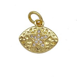 Copper Eye Pendant Pave Zircon Star Gold Plated, approx 8-12mm [FN41320]