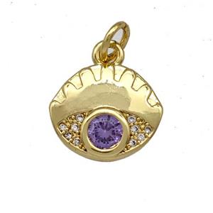 Copper Eye Pendant Pave Zircon Gold Plated, approx 11-13mm [FN41321]