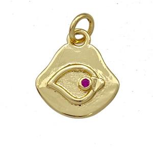 Copper Eye Pendant Pave Zircon Gold Plated, approx 12-13mm [FN41322]