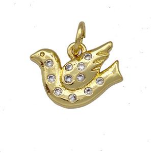 Copper Birds Charms Pendant Micro Pave Zirconia Gold Plated, approx 12-17mm [FN41323]