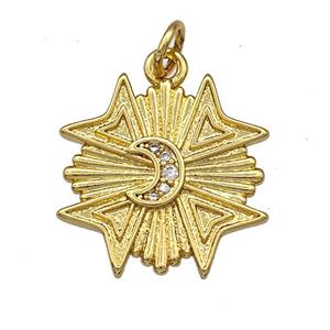 Copper Moon Pendant Pave Zircon Gold Plated, approx 18mm [FN41324]