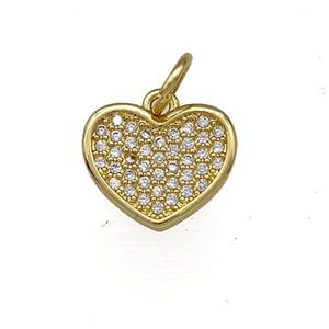 Copper Heart Pendant Micro Pave Zirconia Gold Plated, approx 13mm [FN41326]
