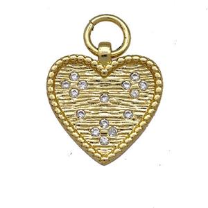 Copper Heart Pendant Micro Pave Zirconia Gold Plated, approx 14.5mm [FN41327]