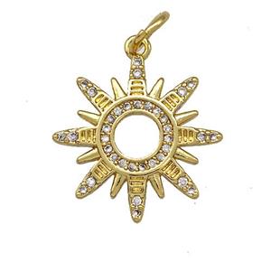 Copper Sun Charms Pendant Pave Zirconia Gold Plated, approx 19mm [FN41329]