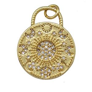 Copper Sun Charms Pendant Micro Pave Zirconia Gold Plated, approx 18mm [FN41335]