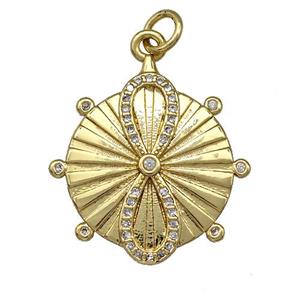 Copper Circle Pandant Pave Zircon Infinity Gold Plated, approx 20mm [FN41342]