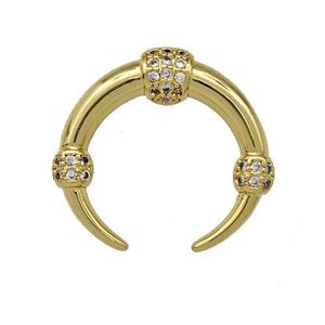 Copper Crescent Moon Pendant Pave Zircon Gold Plated, approx 20mm [FN41344]