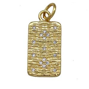 Copper Rectangle Pendant Micro Pave Zirconia Gold Plated, approx 11-18mm [FN41345]