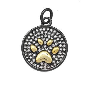 Copper Circle Paw Pendant Micro Pave Zirconia Black Plated, approx 17mm [FN41361]