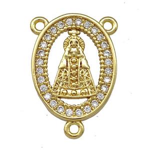 Pope Charms Copper Oval Pendant Pave Zircon 3loops Gold Plated, approx 14.5-18.5mm [FN41367]