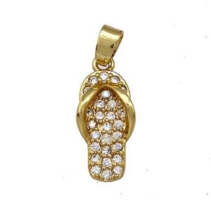 Copper Shoes Charms Pendant Pave Zircon Gold Plated, approx 7-14mm [FN41377]