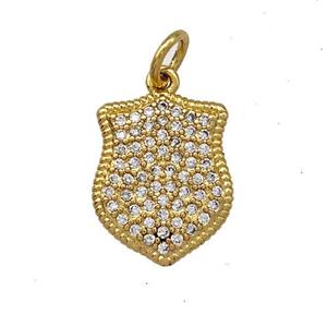 Copper Shield Pendant Pave Zirconia Gold Plated, approx 11-13.5mm [FN41381]