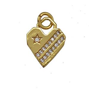 Copper Heart Pendant Pave Zirconia Gold Plated, approx 11mm [FN41382]