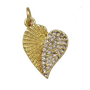 Copper Heart Pendant Pave Zirconia Gold Plated, approx 12-15mm [FN41383]