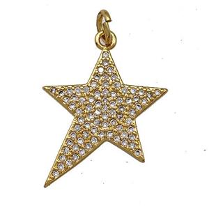 Copper Star Pendant Micro Pave Zirconia Gold Plated, approx 17-20mm [FN41388]