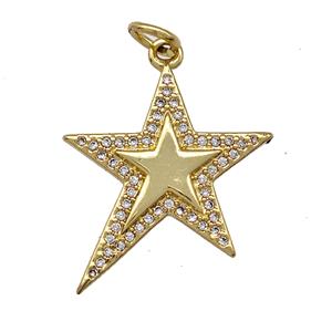 Copper Star Pendant Micro Pave Zirconia Gold Plated, approx 17-20mm [FN41389]