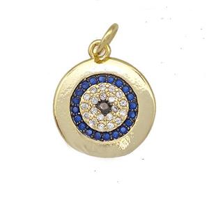 Copper Eye Charms Pendant Pave Zircon Circle Gold Plated, approx 13mm [FN41396]