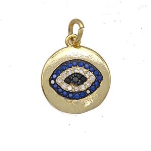 Copper Eye Charms Pendant Pave Zircon Circle Gold Plated, approx 13mm [FN41397]