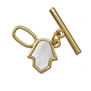 Copper Toggle Clasp Pave Shell Hand Gold Plated, approx 10-21mm [FN41402]