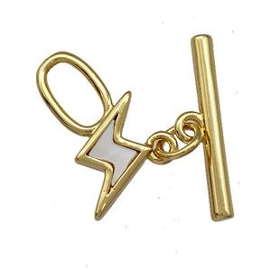 Copper Toggle Clasp Pave Shell Lightning Gold Plated, approx 10-21mm [FN41404]