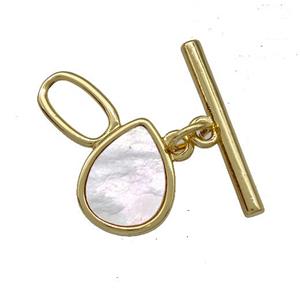 Copper Toggle Clasp Pave Shell Teardrop Gold Plated, approx 12-21mm [FN41407]